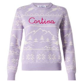 Woman sweater with Norwegian print and Cortina embroidery - MC2 Saint Barth