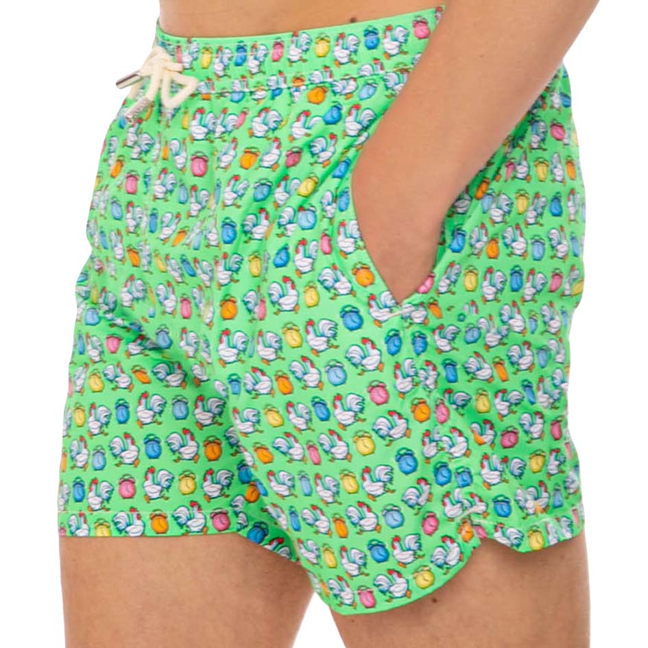 Light fabric man swim shorts roosters print - MC2 Saint Barth
