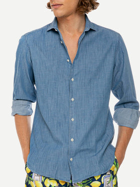 Man blue denim cotton Pamplona shirt - MC2 Saint Barth