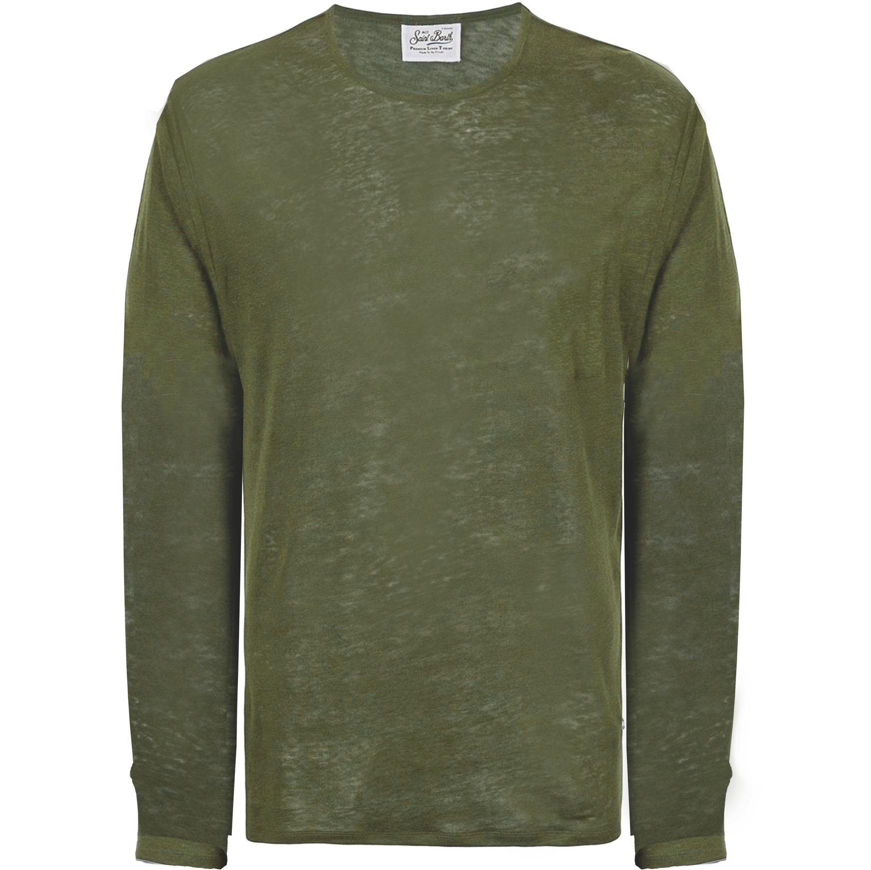 Military green Linen Man T-Shirt long sleeves - MC2 Saint Barth
