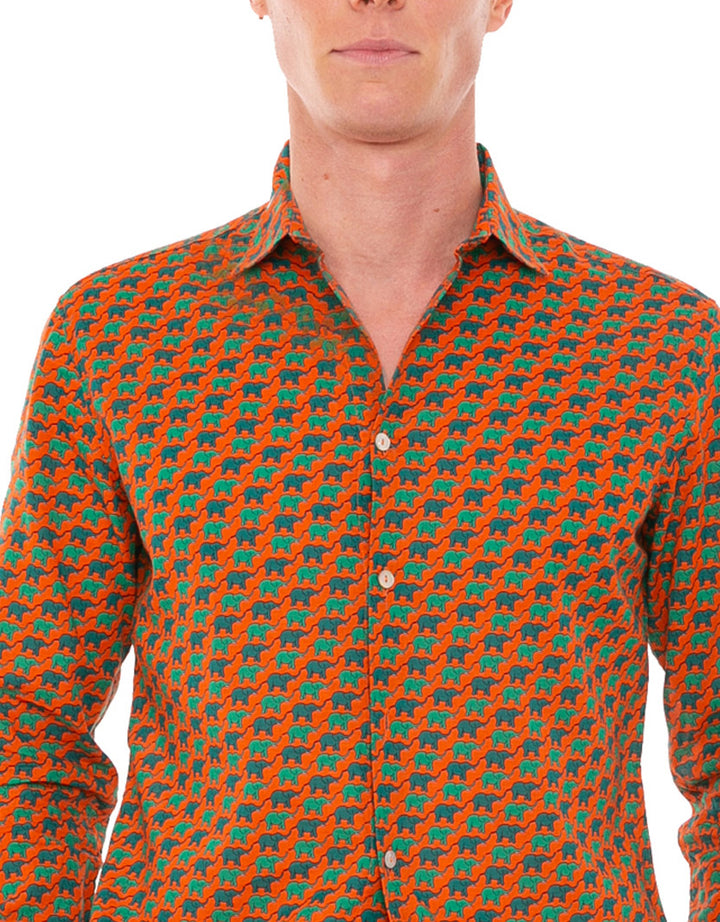 Man muslin cotton Sikelia shirt with elephant print - MC2 Saint Barth