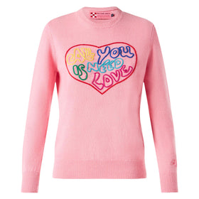 Woman pink sweater All you need is love embroidery - MC2 Saint Barth