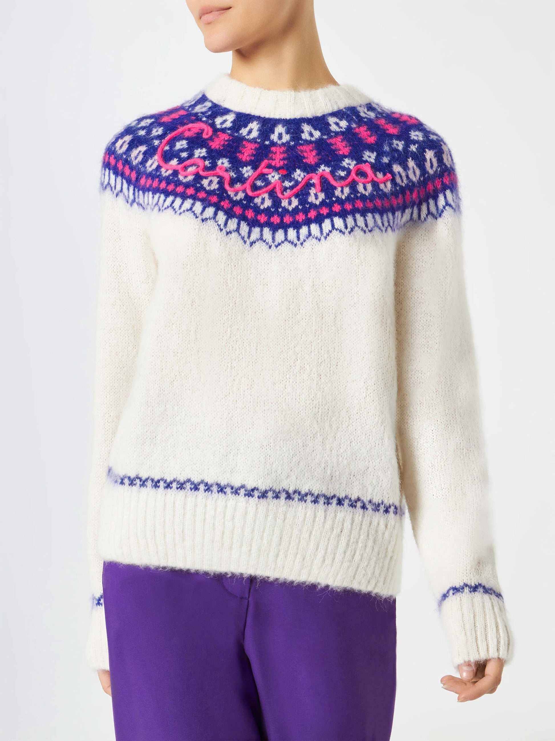 Woman nordic sweater with Cortina embroidery - MC2 Saint Barth