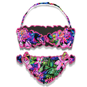 Girl bandeau bikini with flowers print - MC2 Saint Barth