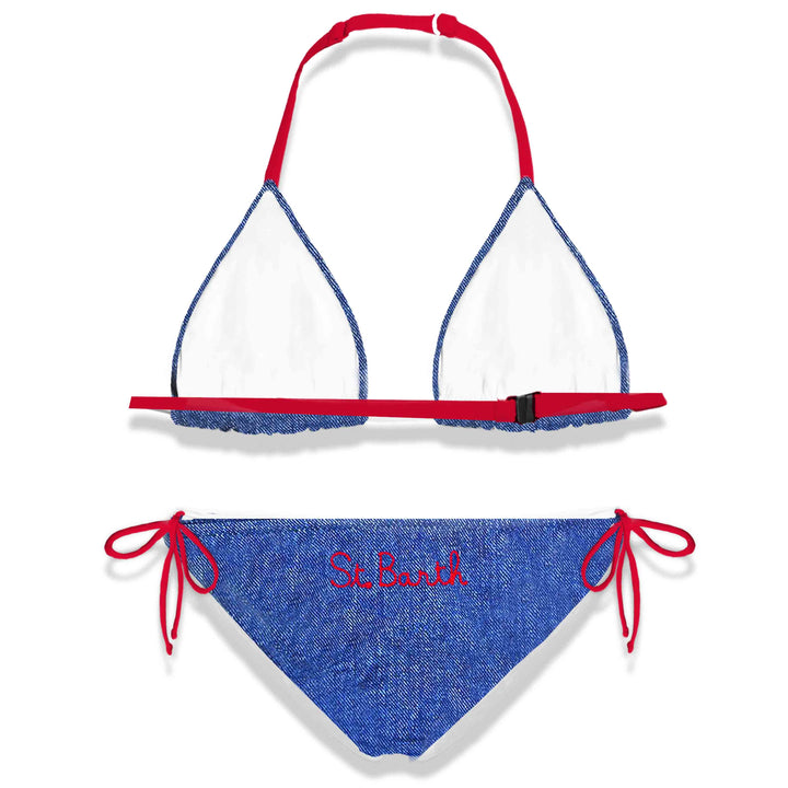 Girl bikini strawberry denim - MC2 Saint Barth