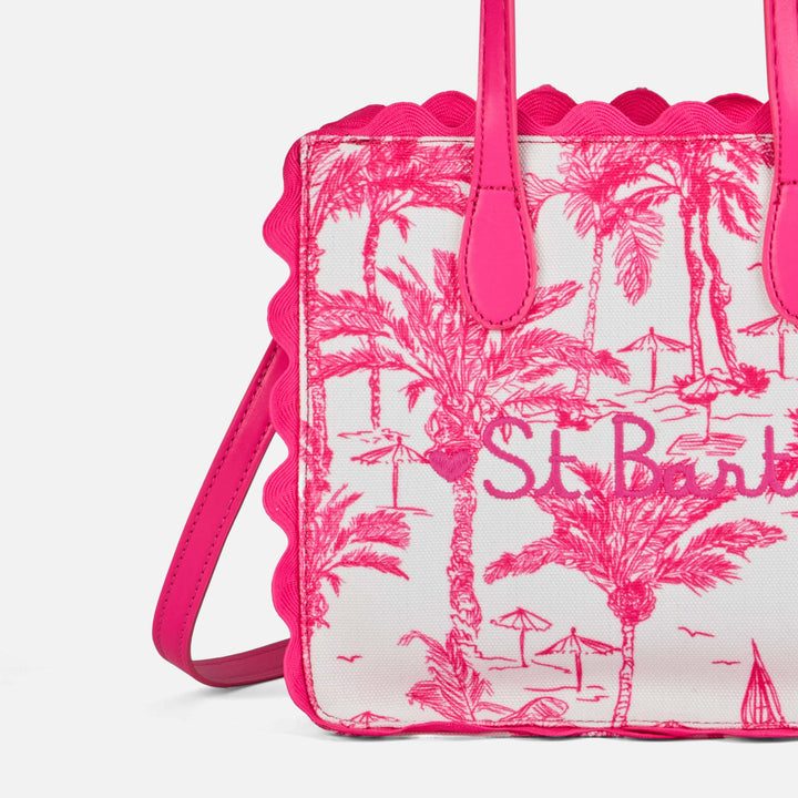 Vivian cotton handbag with toile de jouy print - MC2 Saint Barth