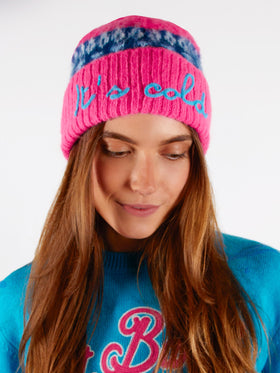 Woman soft beanie with nordic jacquard and embroidery - MC2 Saint Barth