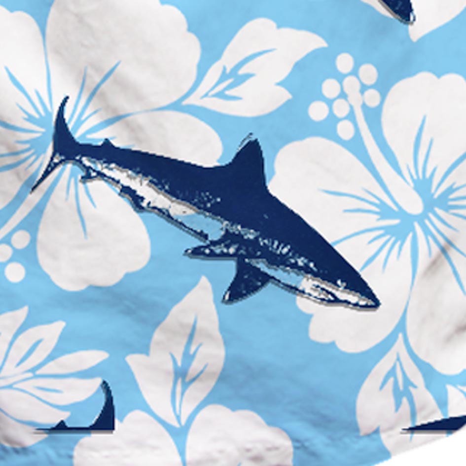 Sharks velvet print mid-length swim shorts - MC2 Saint Barth