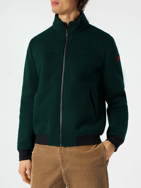 Man knit ribbed green bomber jacket Country - MC2 Saint Barth