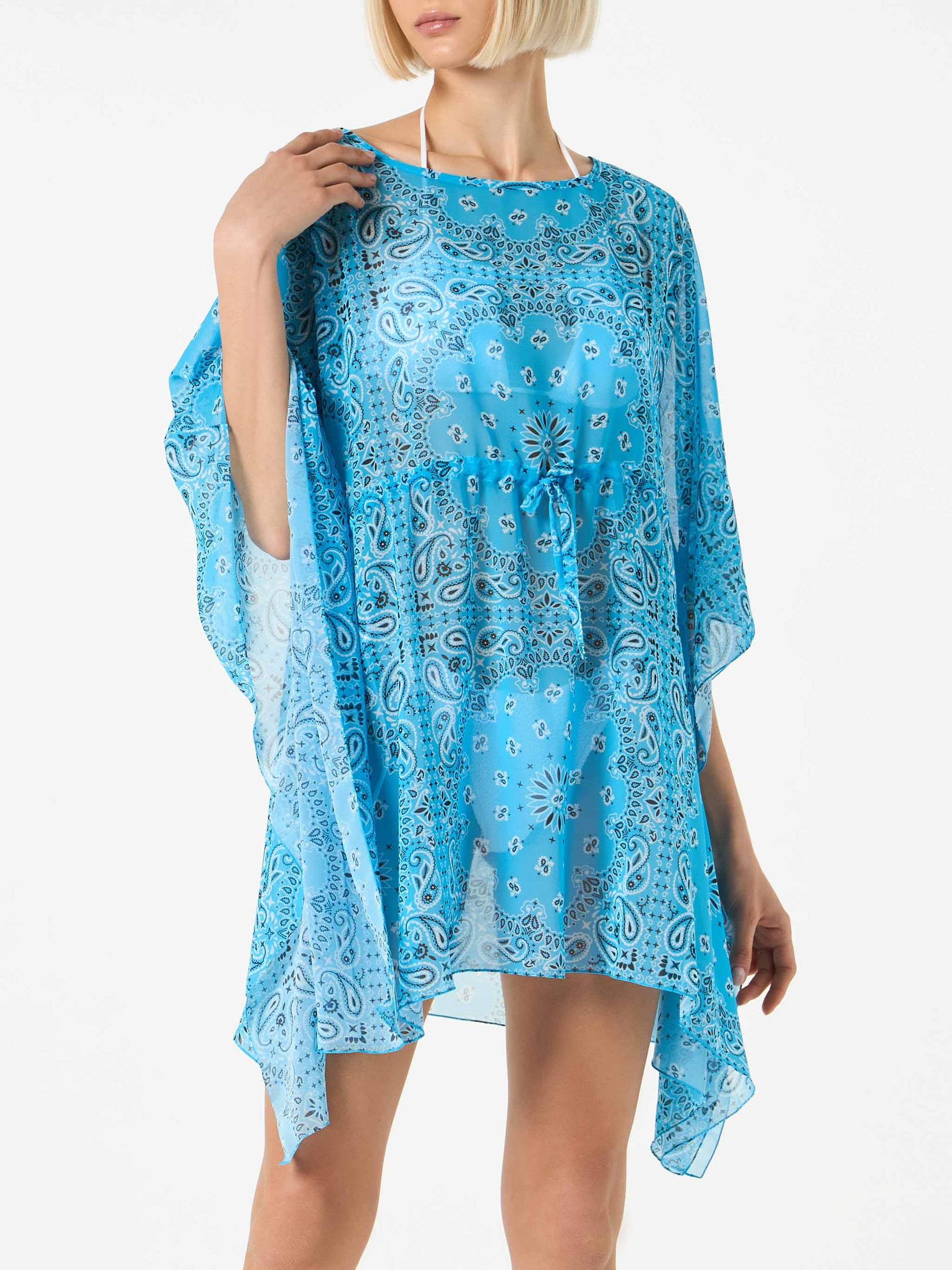Turquoise bandanna print caftan - MC2 Saint Barth
