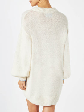 Woman ultra soft knit dress with Oltre le gambe c'è di più embroidery | NIKI DJ SPECIAL EDITION - MC2 Saint Barth