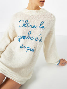 Woman ultra soft knit dress with Oltre le gambe c'è di più embroidery | NIKI DJ SPECIAL EDITION - MC2 Saint Barth