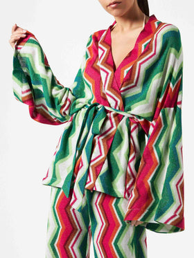 Chevron knitted kimono cardigan - MC2 Saint Barth