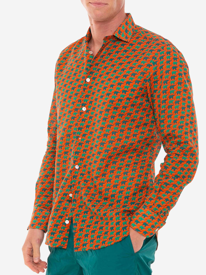 Man muslin cotton Sikelia shirt with elephant print - MC2 Saint Barth