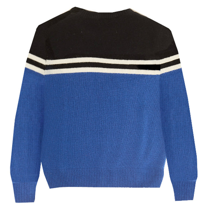 Blauer Jungenpullover mit Aufnäher