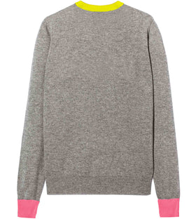 Woman grey sweater GIRL PWR fluo embroidery and fluo details - MC2 Saint Barth