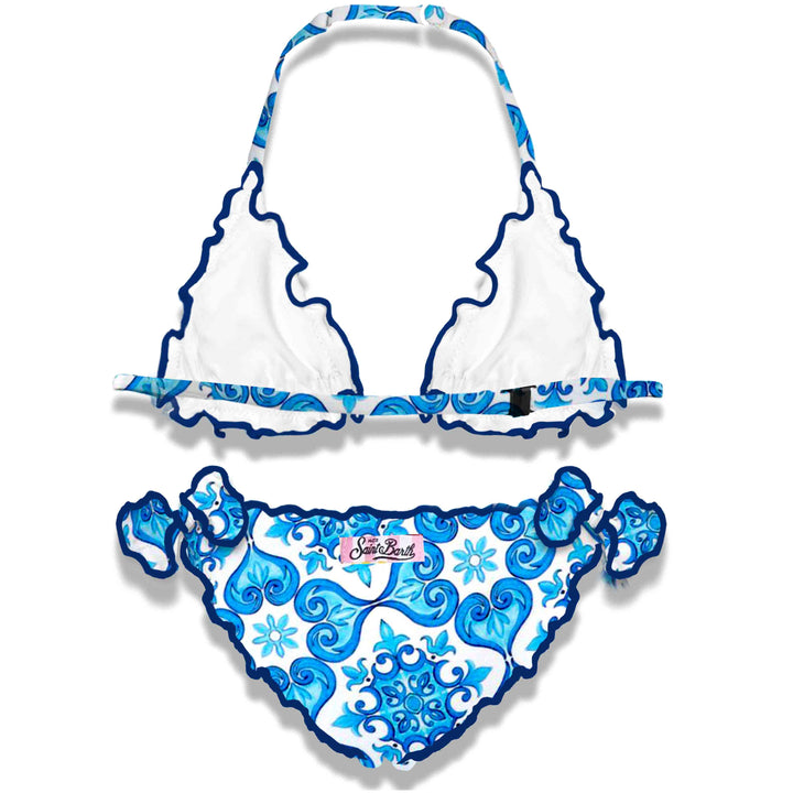Girl triangle bikini with majolica print - MC2 Saint Barth