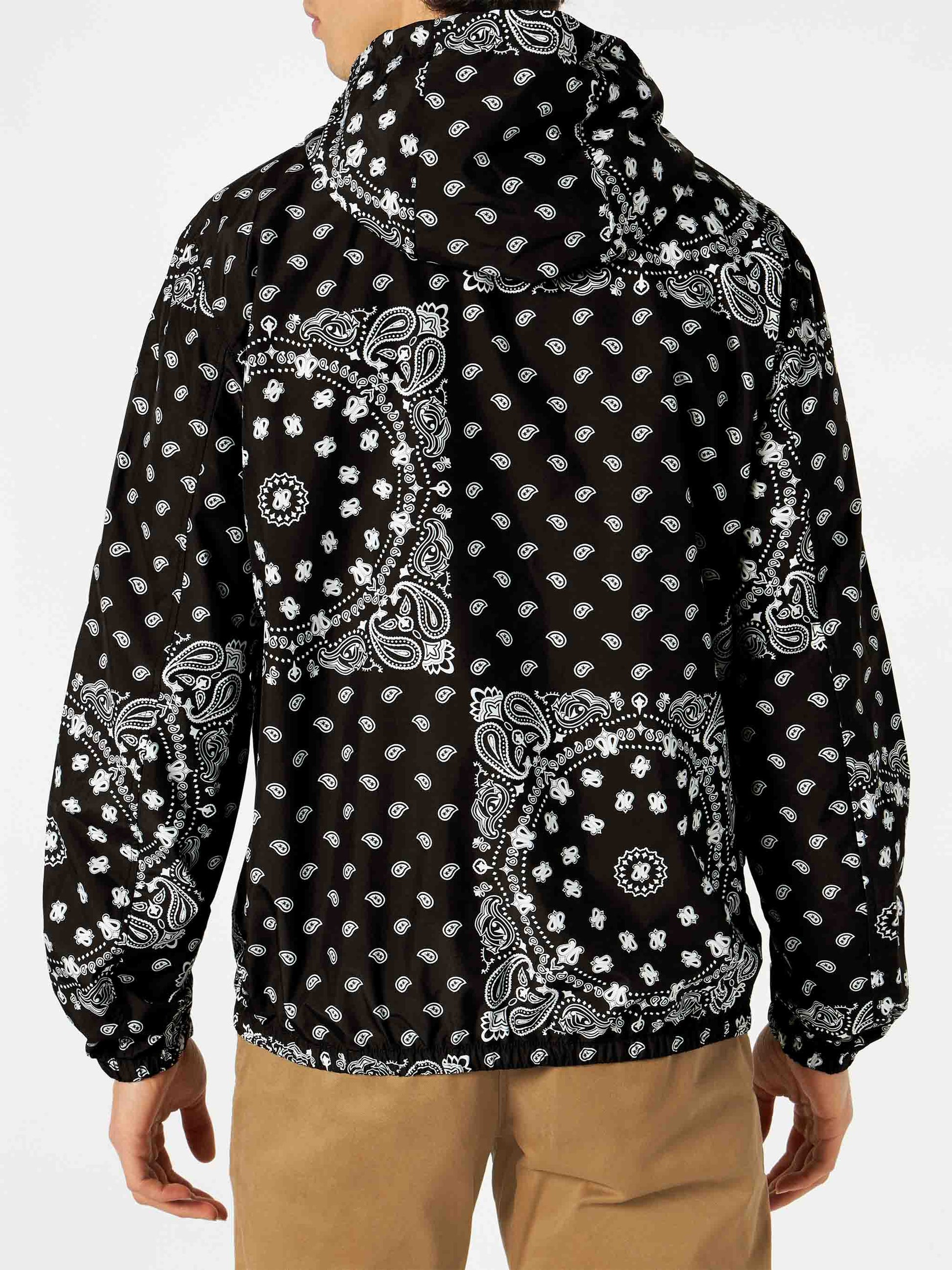 Man hooded lightweight windbreaker with bandanna print - MC2 Saint Barth