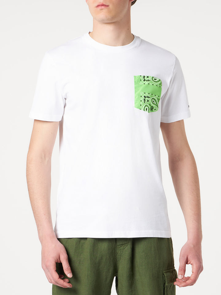 Man cotton t-shirt with green bandanna pocket - MC2 Saint Barth