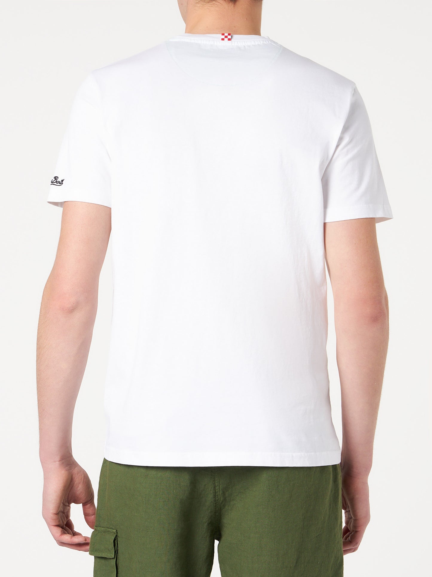 Man cotton t-shirt with green bandanna pocket - MC2 Saint Barth