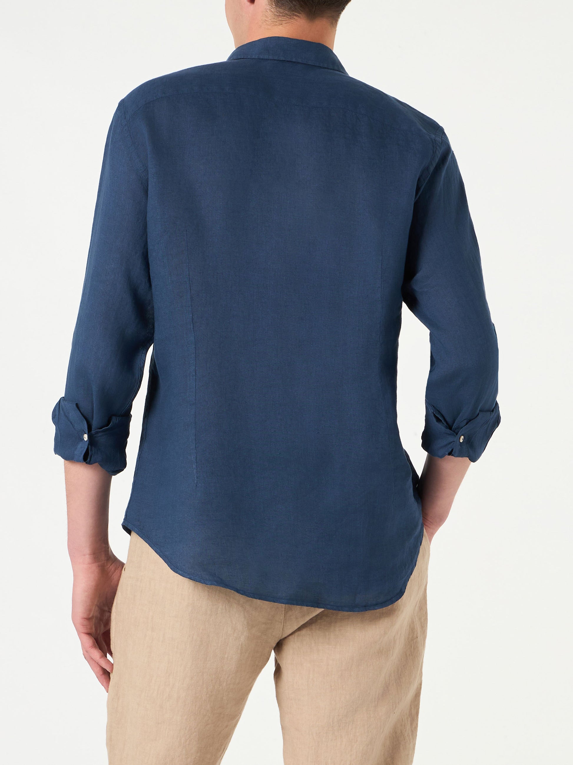 Man blue navy linen Pamplona shirt - MC2 Saint Barth