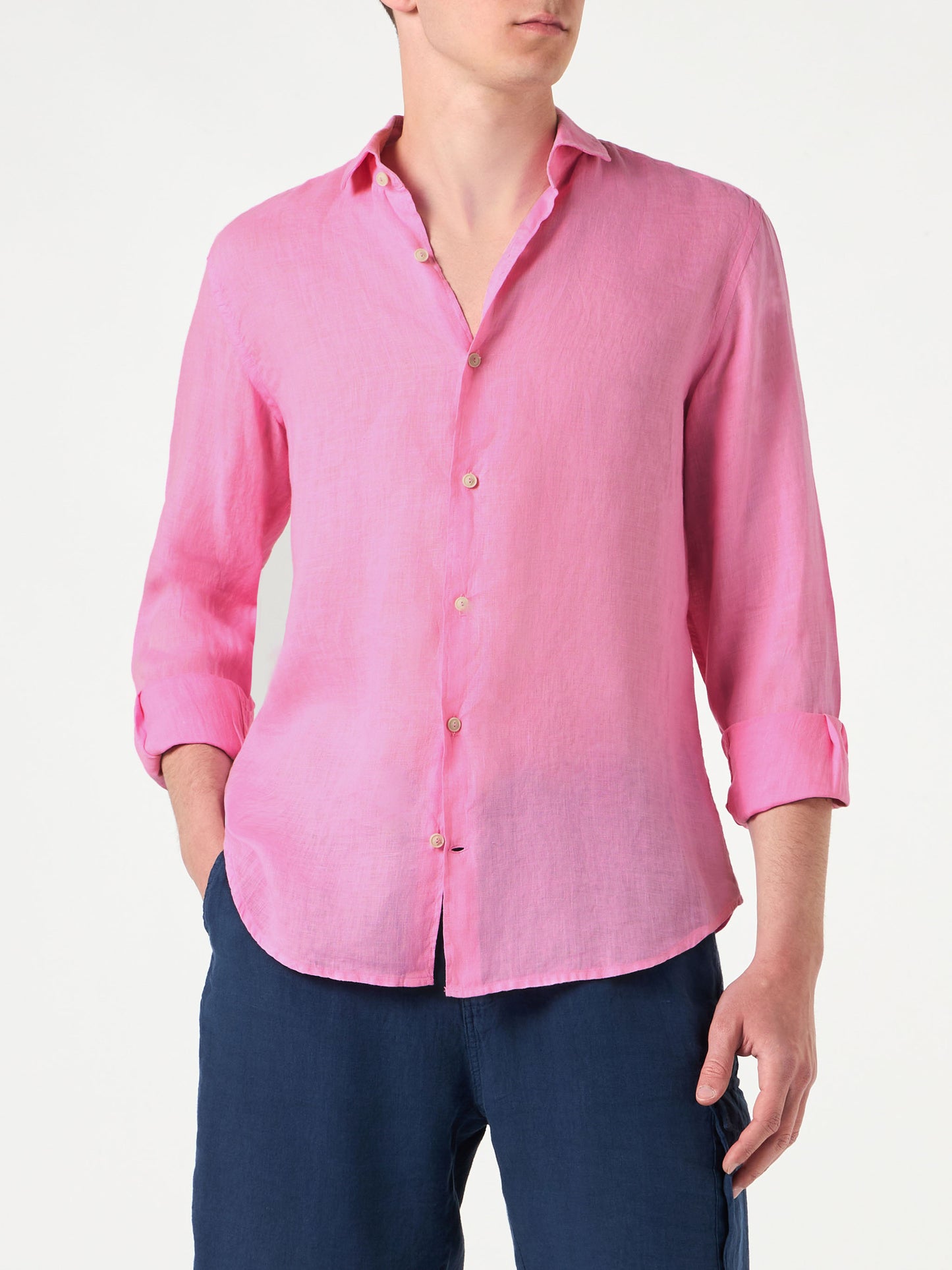 Man pink linen Pamplona shirt - MC2 Saint Barth