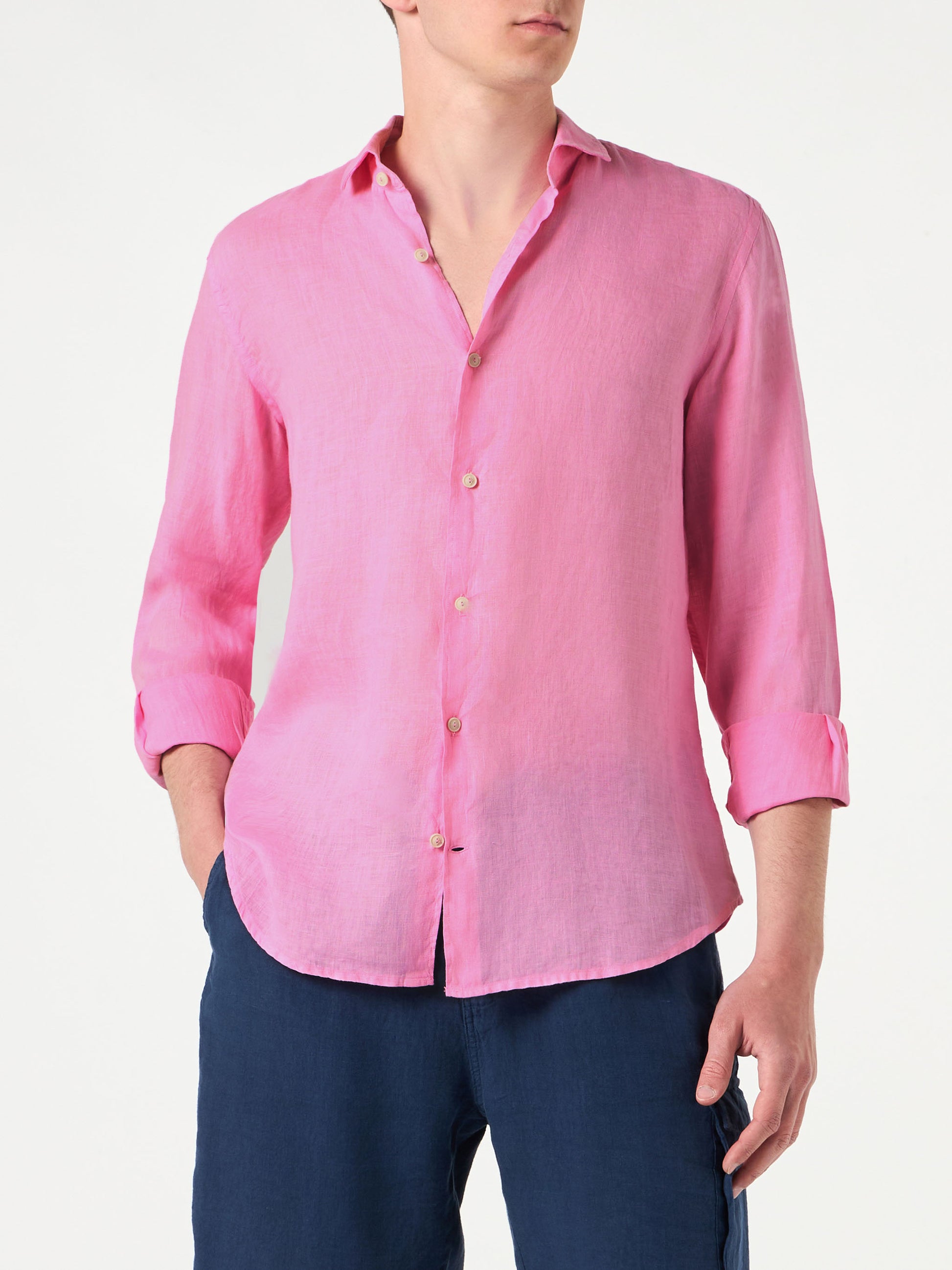 Man pink linen Pamplona shirt - MC2 Saint Barth