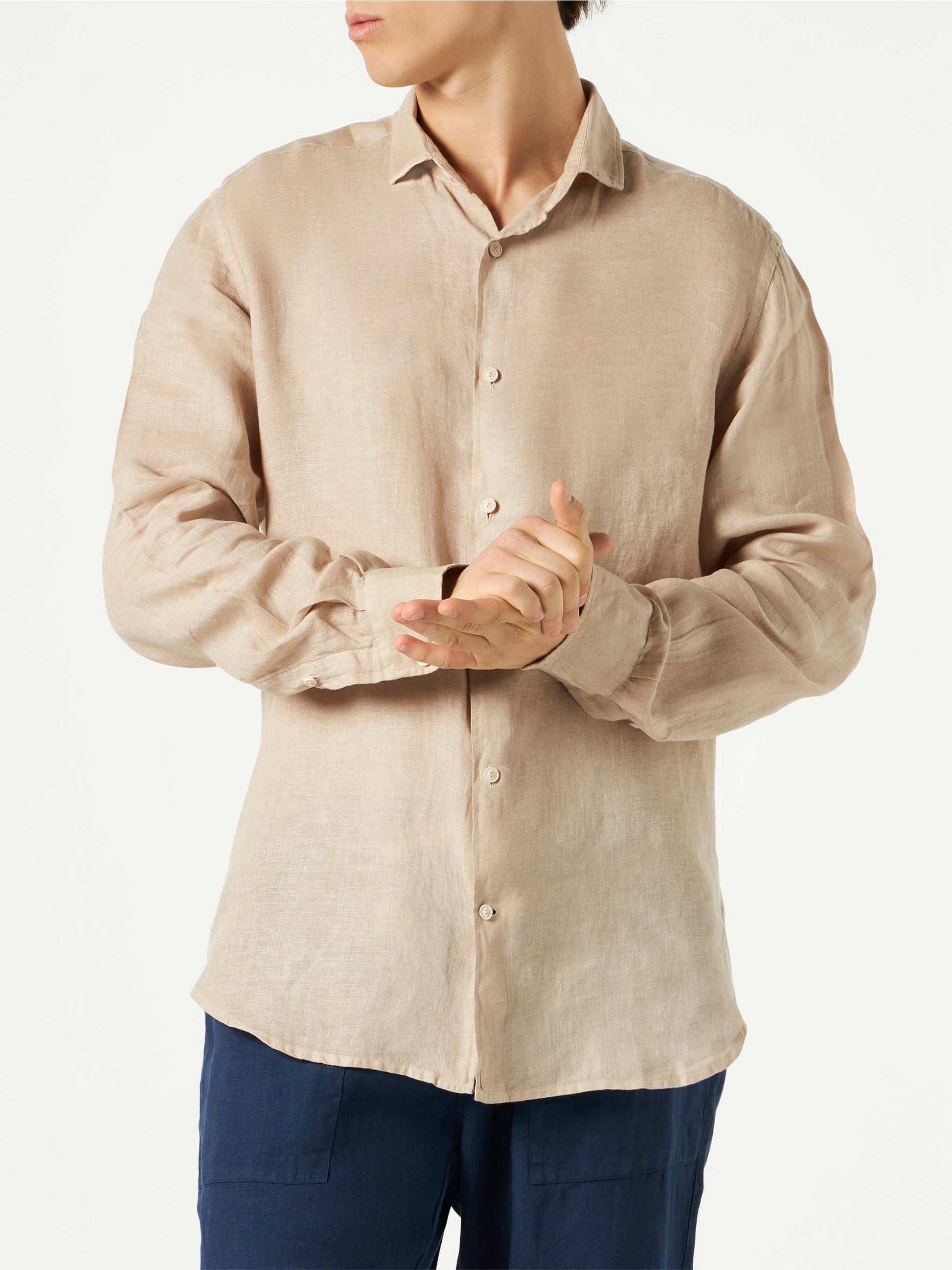Man beige linen Pamplona shirt - MC2 Saint Barth