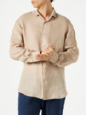 Man beige linen Pamplona shirt - MC2 Saint Barth