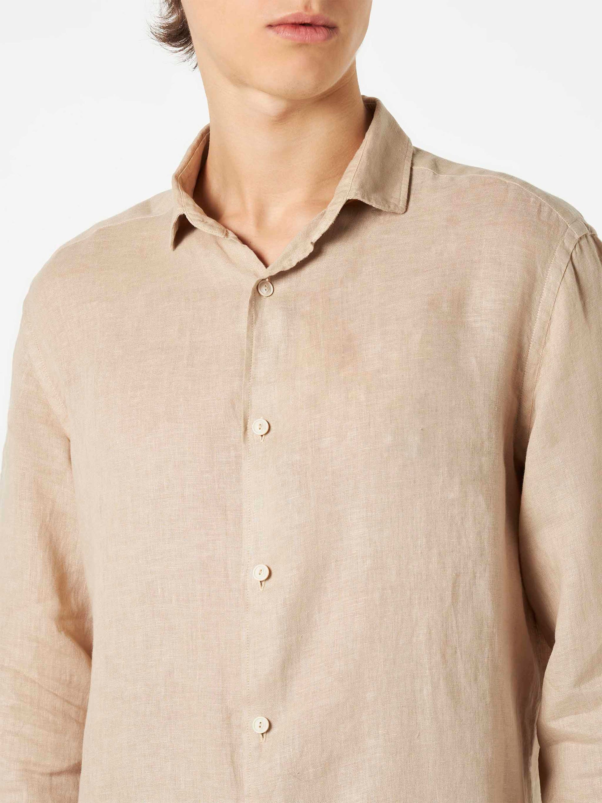 Man beige linen Pamplona shirt - MC2 Saint Barth