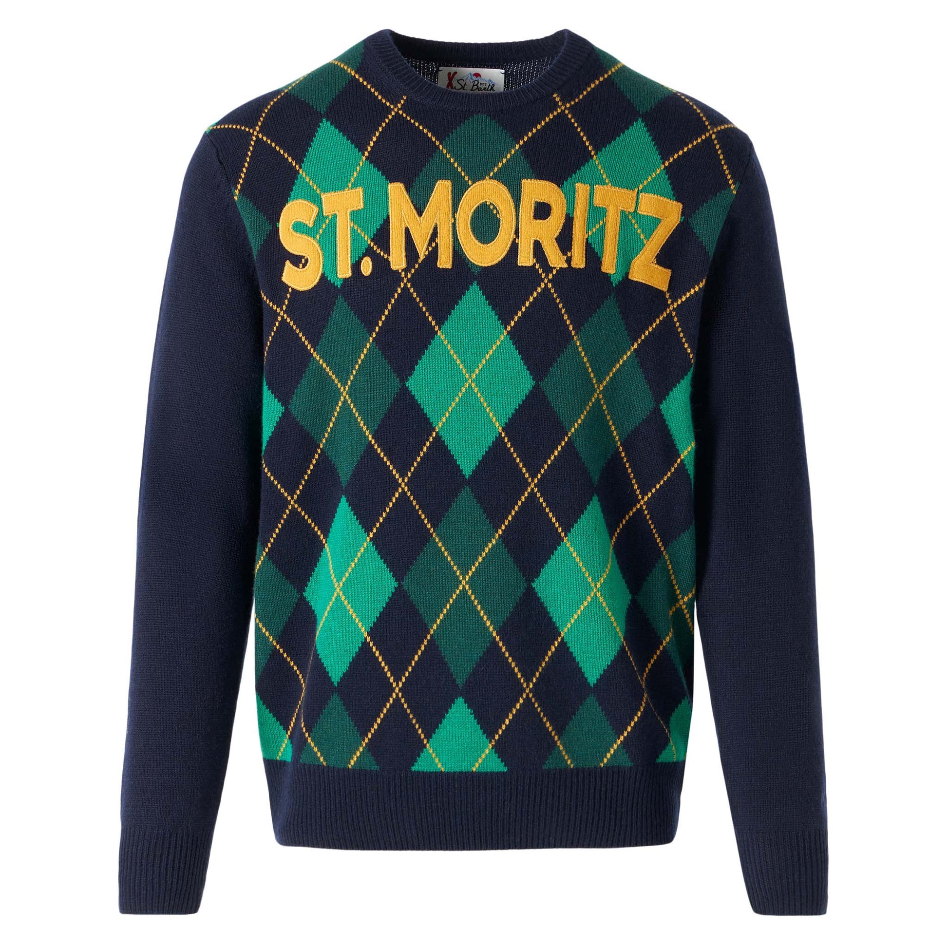 Man cashmere blend sweater with argyle jacquard - MC2 Saint Barth