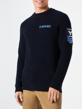 Man ribbed blue sweater - MC2 Saint Barth