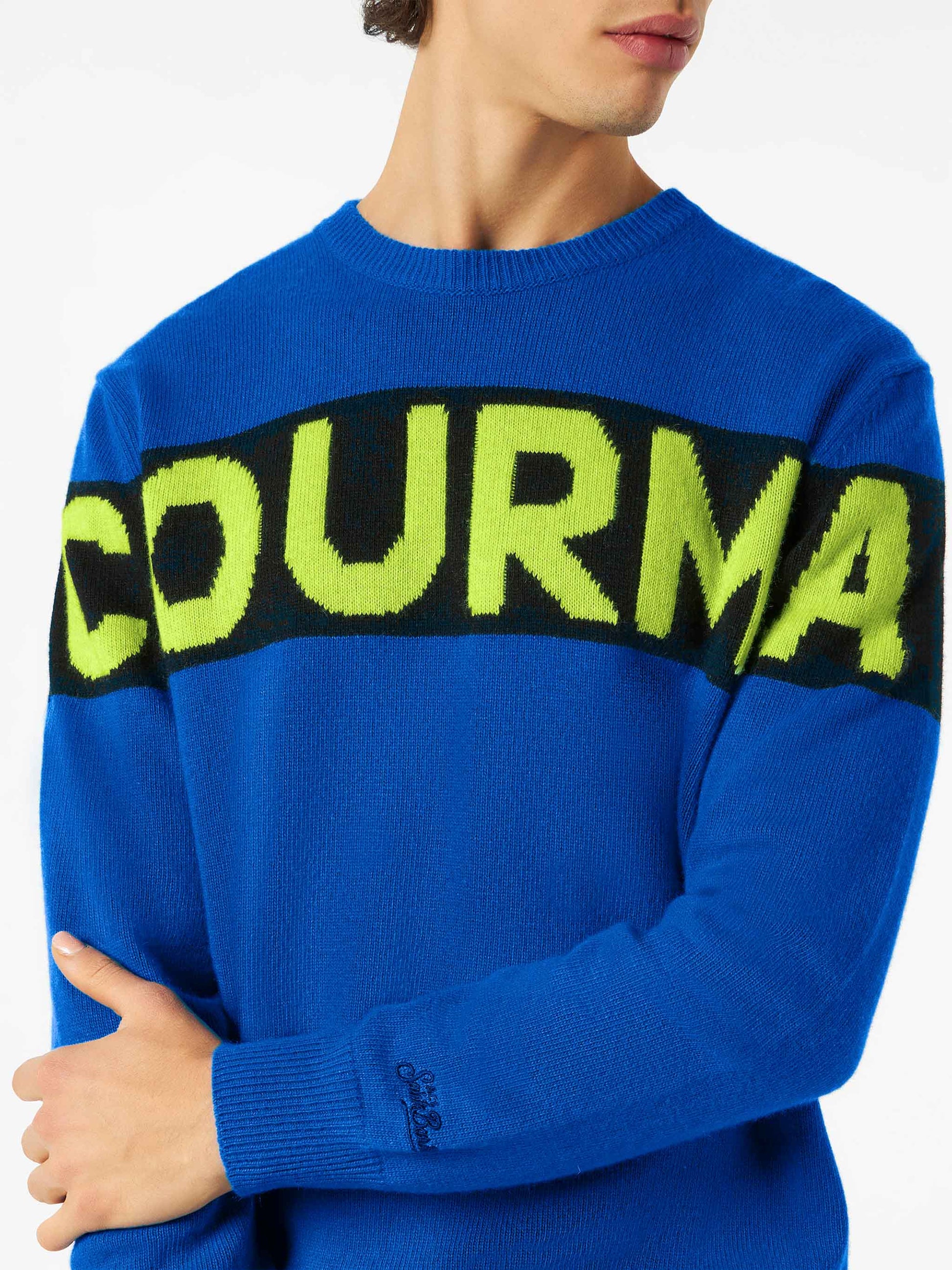 Man blue sweater with Courma lettering - MC2 Saint Barth