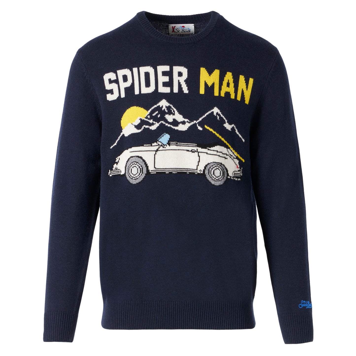 Man navy blue sweater with car print - MC2 Saint Barth