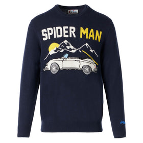 Man navy blue sweater with car print - MC2 Saint Barth