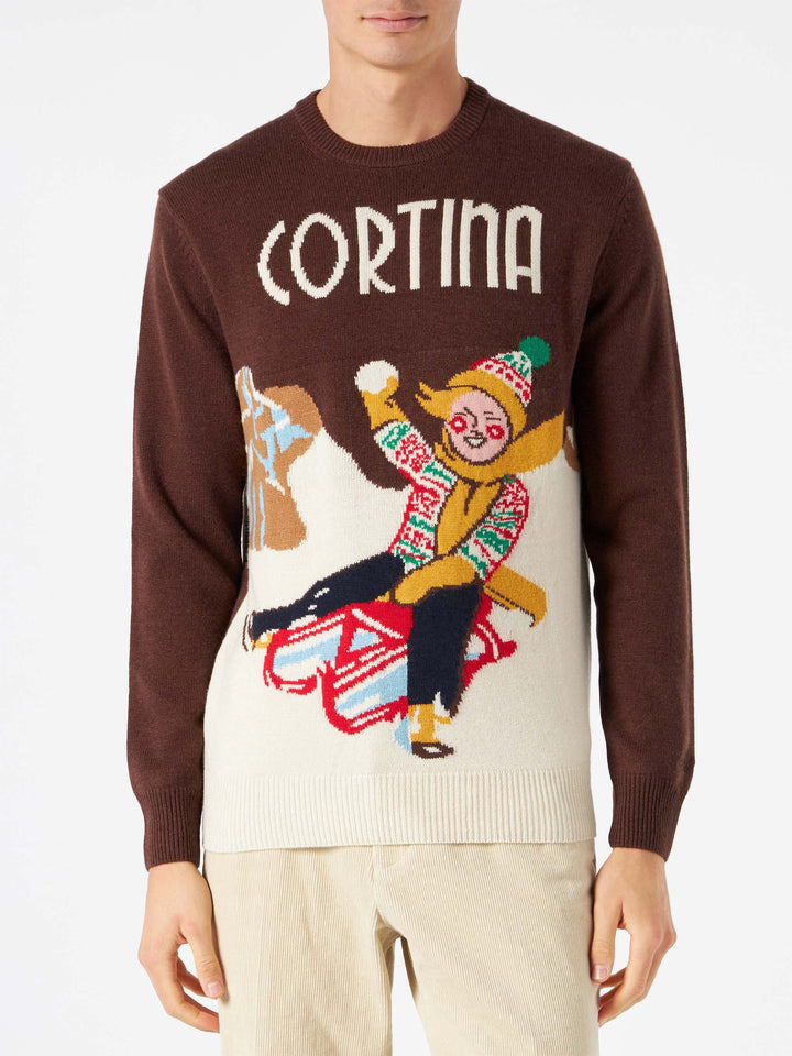 Herrenpullover mit Cortina-Postkarten-Jacquard