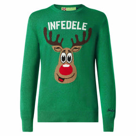 Man green sweater with Infedele print - MC2 Saint Barth