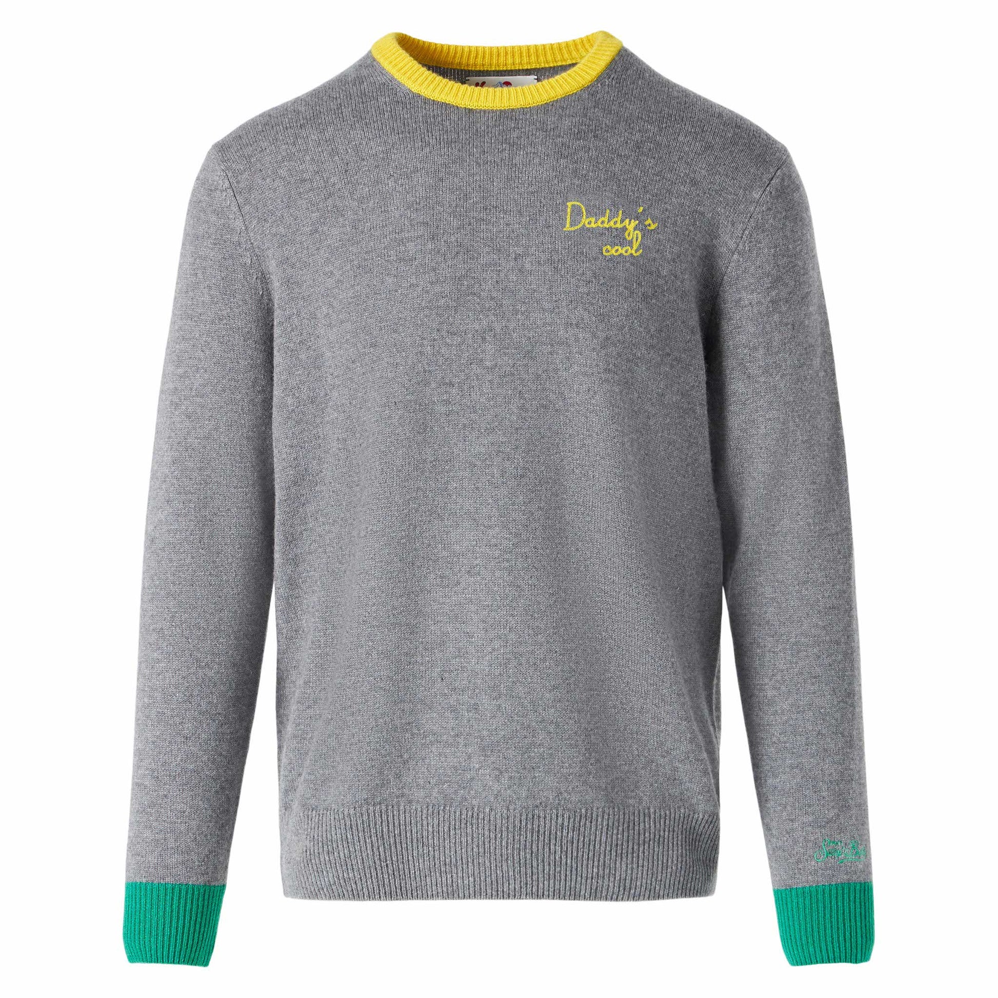 Man grey sweater with Daddy's cool embroidery - MC2 Saint Barth