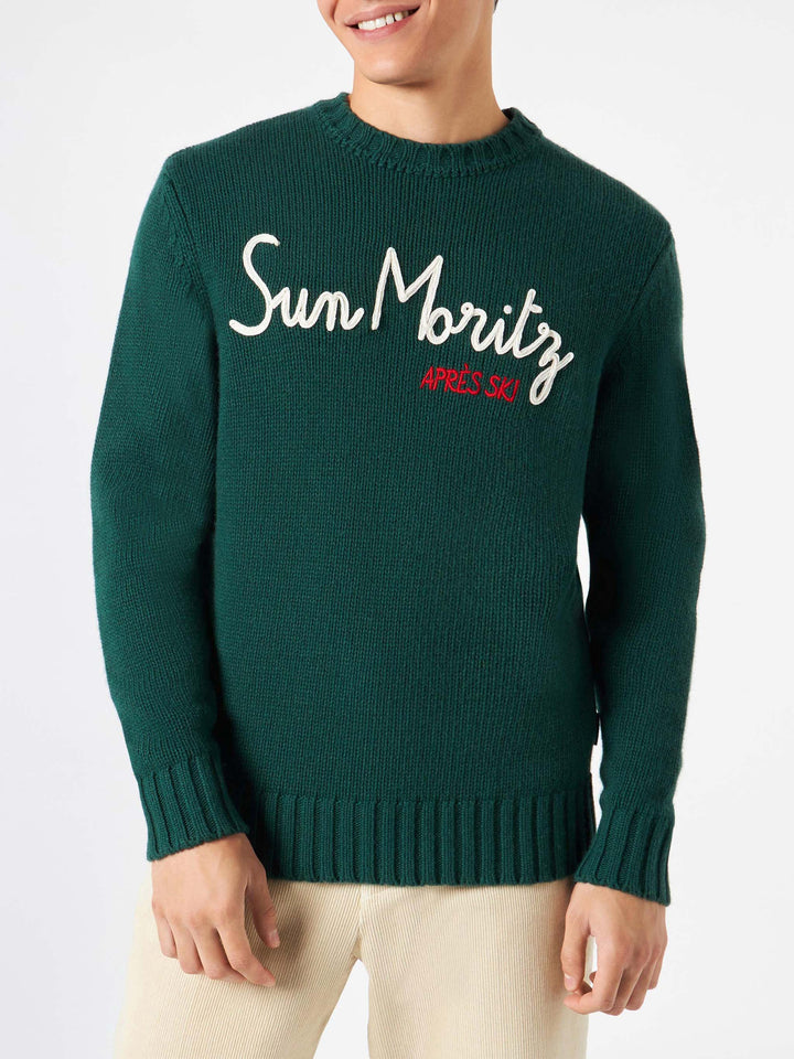 Man blended cashmere sweater with Sun Moritz embroidery - MC2 Saint Barth