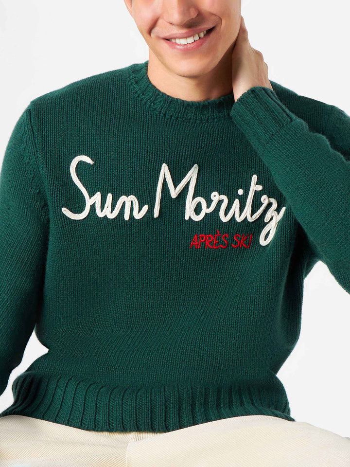 Man blended cashmere sweater with Sun Moritz embroidery - MC2 Saint Barth