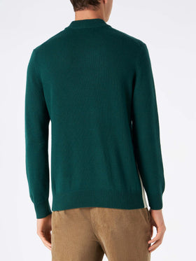 Man green sweater with knitted postcard - MC2 Saint Barth