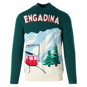 Man green sweater with knitted postcard - MC2 Saint Barth