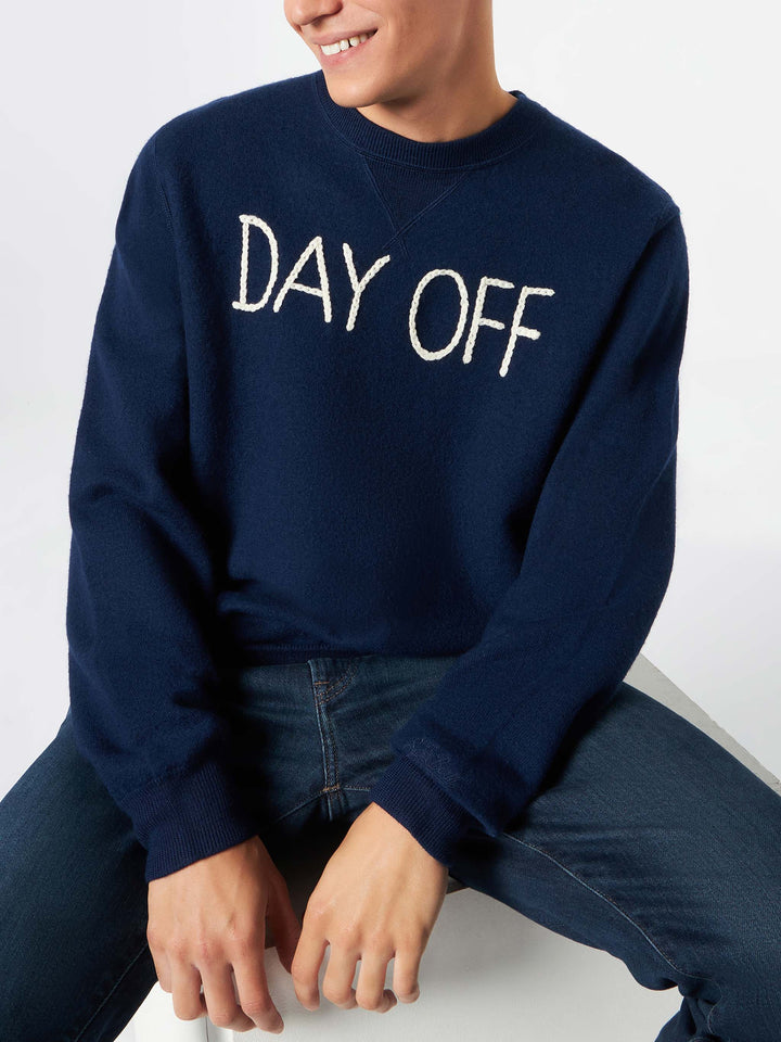 Man crewneck knitted sweater with Day Off embroidery - MC2 Saint Barth
