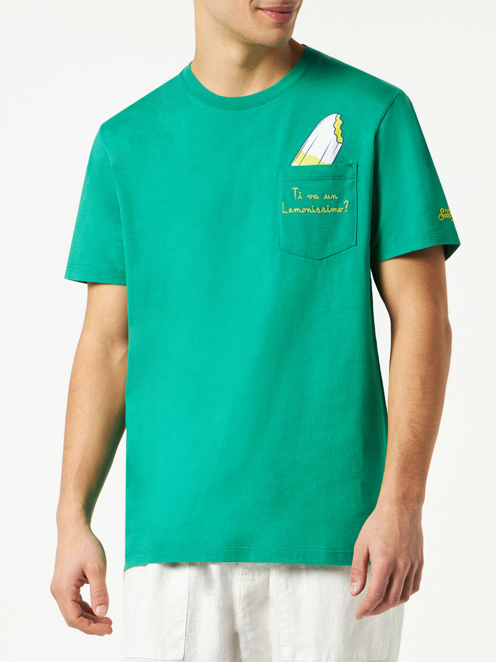cotton t-shirt with Ti va un Lemonissimo? embroidery | ALGIDA® SPECIAL EDITION - MC2 Saint Barth