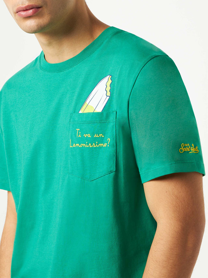 cotton t-shirt with Ti va un Lemonissimo? embroidery | ALGIDA® SPECIAL EDITION - MC2 Saint Barth