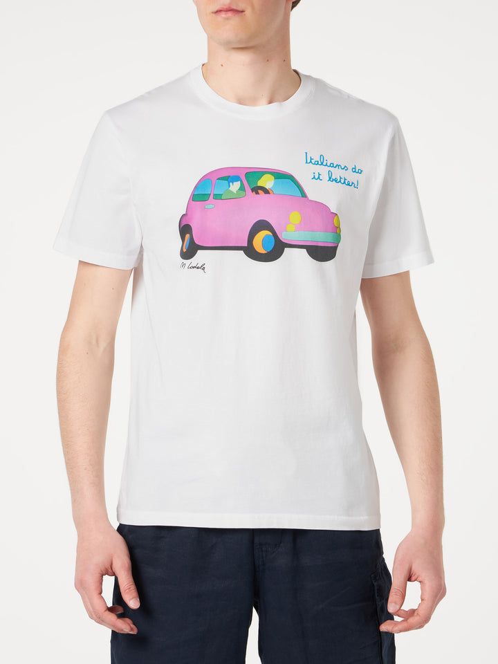 Man cotton t-shirt with Lodola Car print | MARCO LODOLA ART SPECIAL EDITION - MC2 Saint Barth