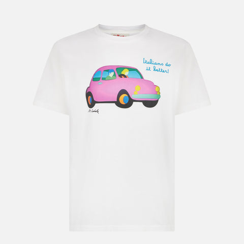 Man cotton t-shirt with Lodola Car print | MARCO LODOLA ART SPECIAL EDITION - MC2 Saint Barth