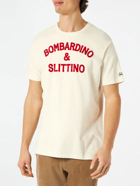 White t-shirt Man red Bombardino & slittino print - MC2 Saint Barth