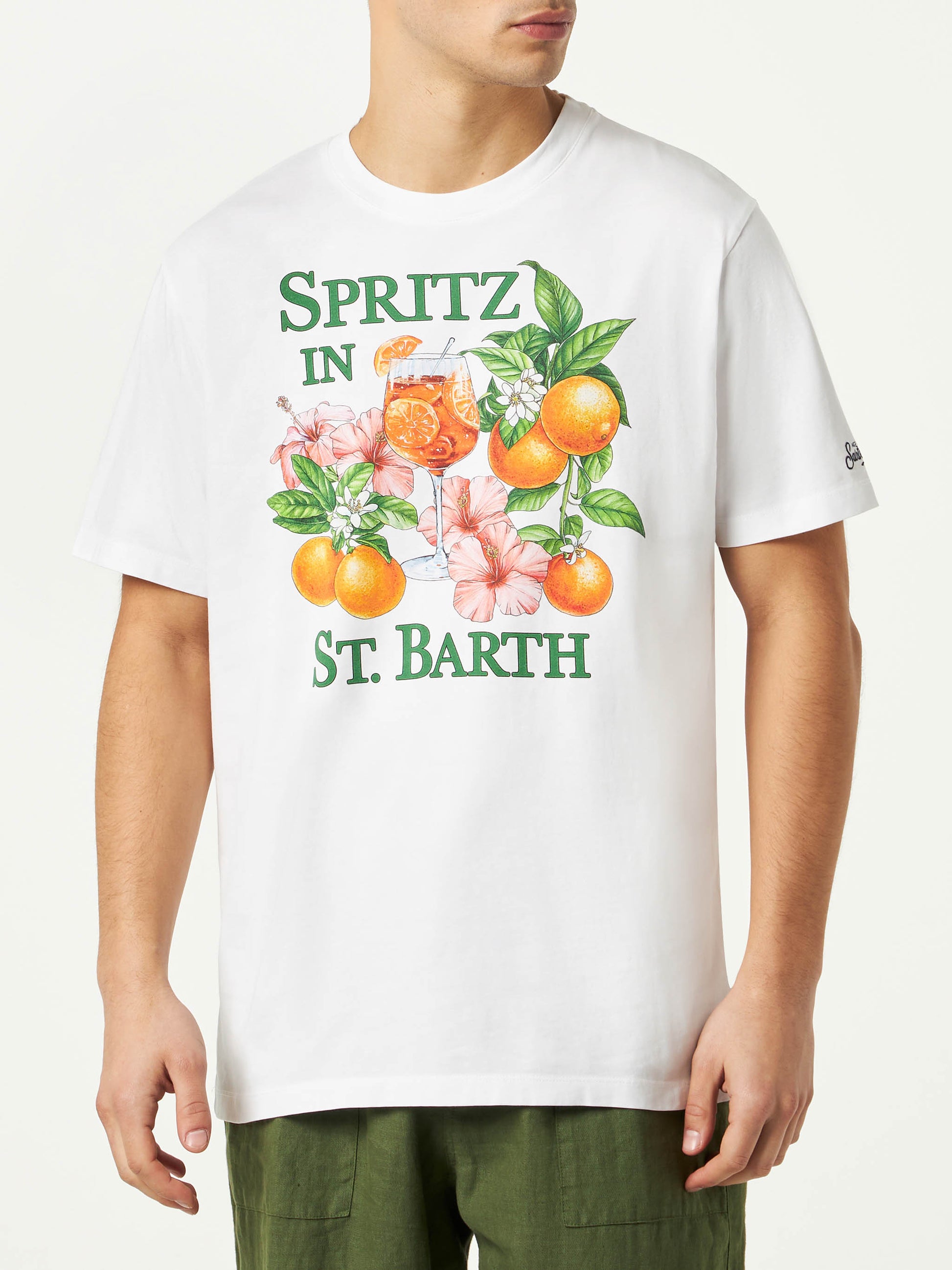 Man cotton t-shirt with colorful print - MC2 Saint Barth