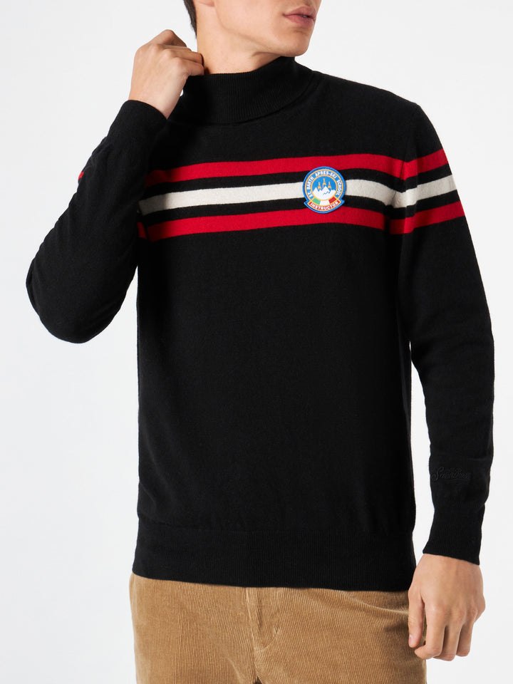 Blended cashmere turtle neck sweater with patch - MC2 Saint Barth